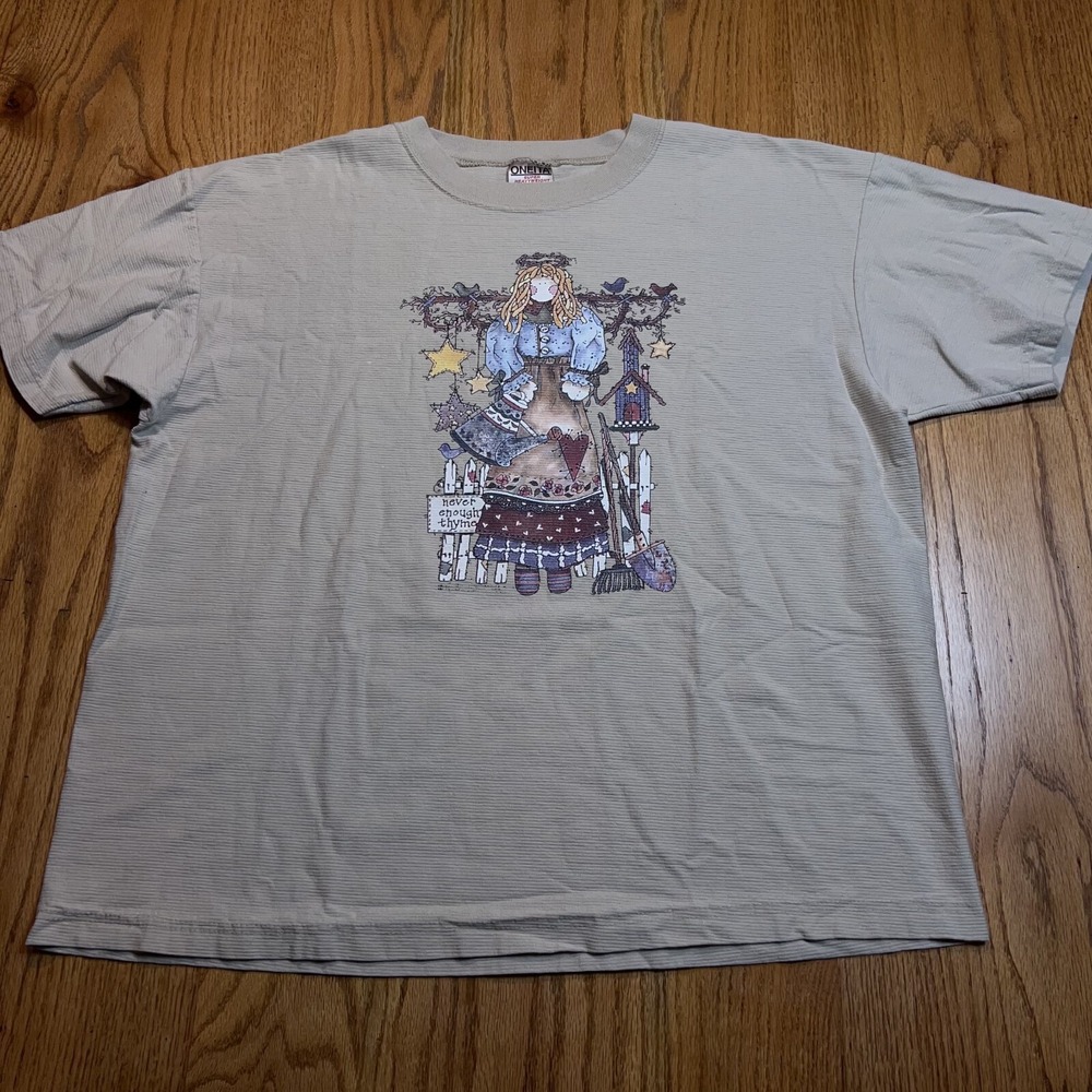 VINTAGE Reed Baxter Men's XL Never Enough Thyme‎ Angel Shirt Country Heartworks